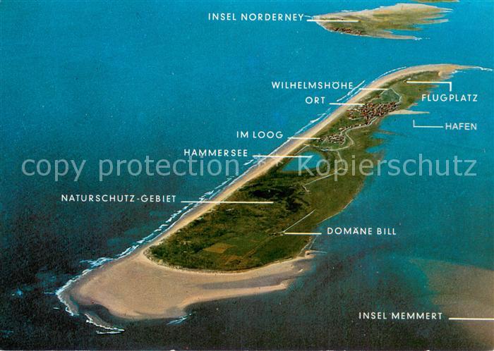 Juist Nordseebad Fliegeraufnahme mit Insel Norderney