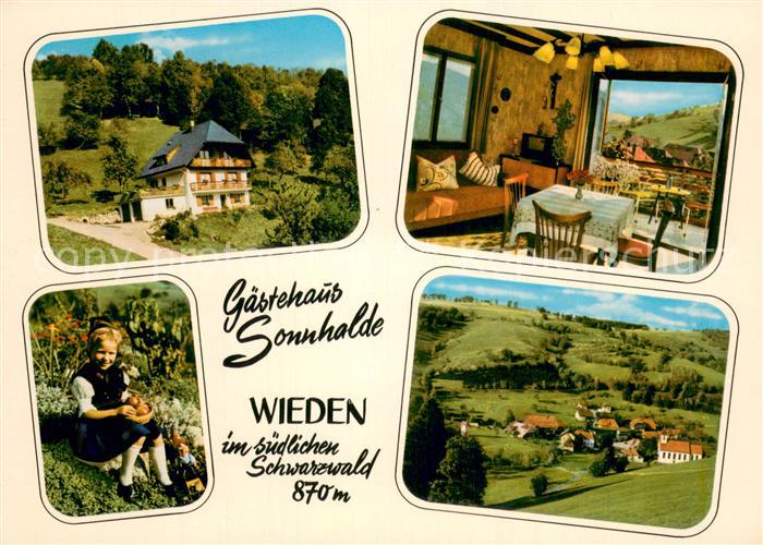 Wieden Schwarzwald Gaestehaus Sonnenhalde Gaststube Panorama Trachtenkind