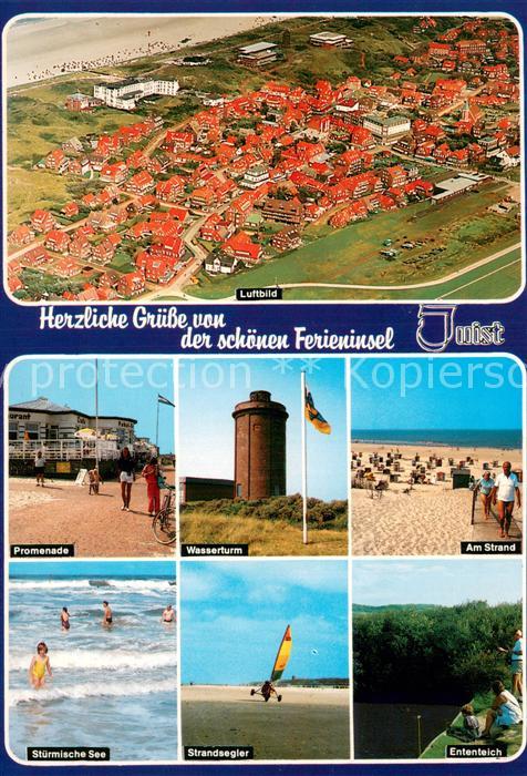 Juist Nordseebad Fliegeraufnahme Promenade Wasserturm Strand Strandsegler Entent
