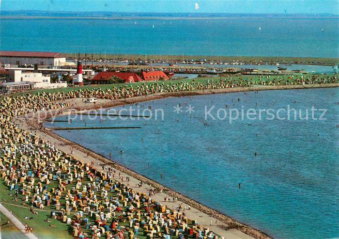 Buesum Nordseebad Blick vom Hochhaus auf den Strand