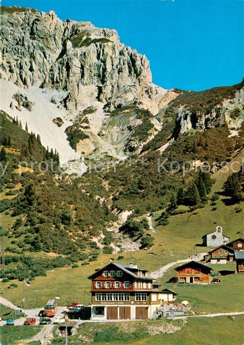 Triesenberg Liechtenstein FL Alpen Hotel Malbun mit Friedenskapelle und Gamsgrat