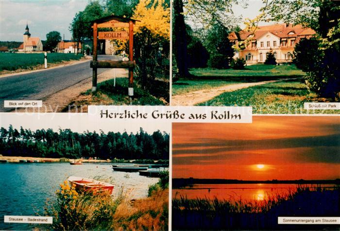 Kollm Quitzdorf Sachsen Ortseingang Schloss mit Park Stausee Sonnenuntergang