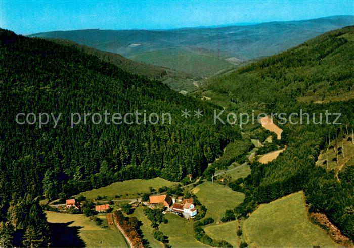 Waldkatzenbach Muehle am oberen Hoellgrund Fliegeraufnahme
