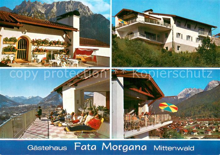 Mittenwald Bayern Gaestehaus Fata Morgana Terrasse Panorama