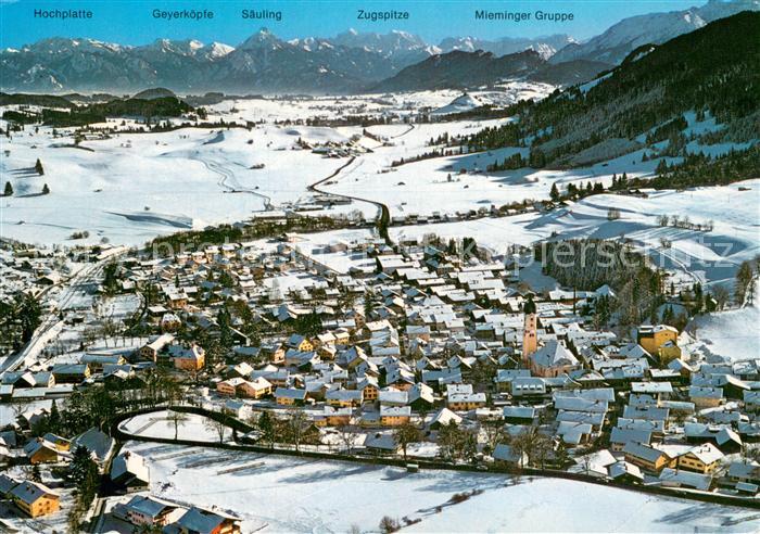 Nesselwang Allgaeu Bayern Fliegeraufnahme mit Saeuling Zugspitze und Mieminger