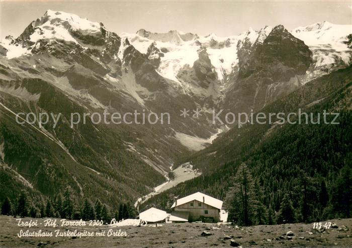 Trafoi Suedtirol IT Schutzhaus Furkelspitze mit Ortler Panorama