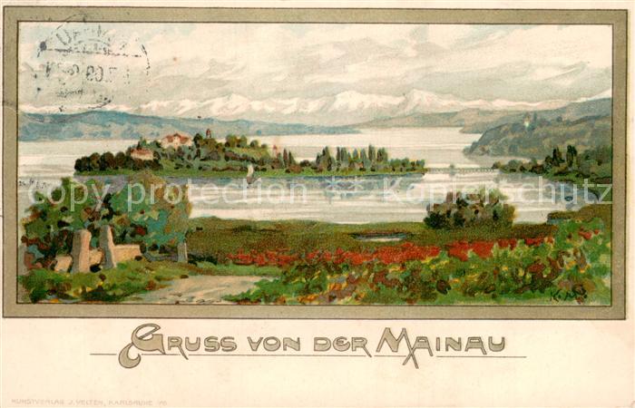 Insel Mainau Panorama Kuenstlerkarte