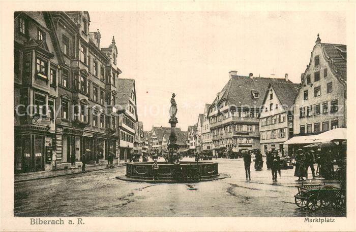 Biberach  Riss Marktplatz mit Brunnen