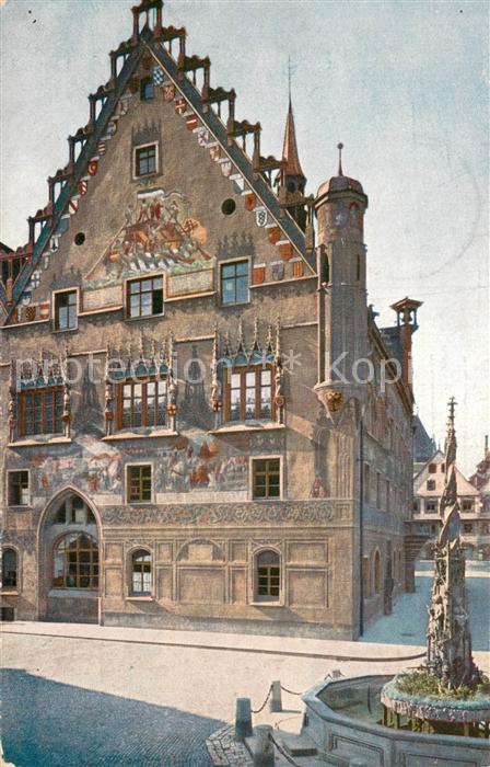 Ulm  Donau Rathaus Suedl Giebel mit Fischkasten