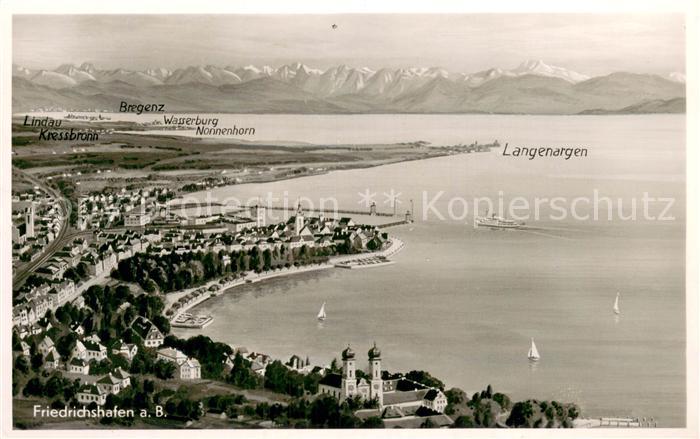 Friedrichshafen Bodensee Fliegeraufnahme mit Langenargen und Bregenz