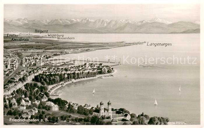 Friedrichshafen Bodensee Fliegeraufnahme mit Langenargen und Bregenz