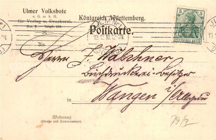 Ulm  Donau Ulmer Voksbote Antwortkarte