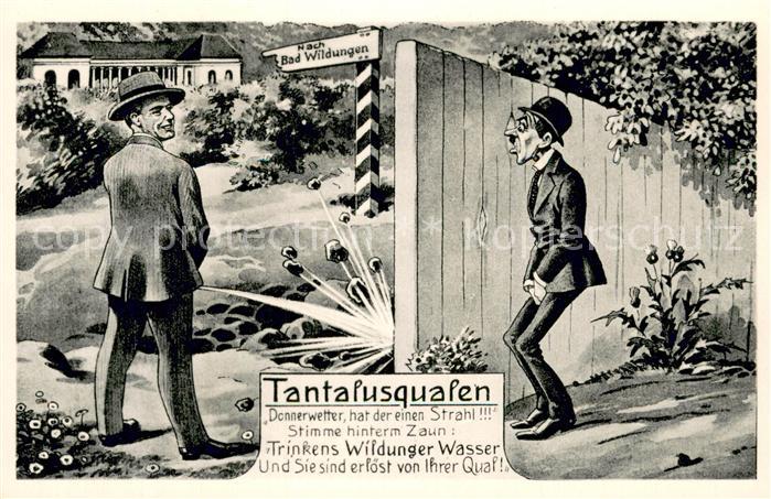 Bad Wildungen Tantalusqualen Wirkung des Wildunger Wassers Kuenstlerkarte