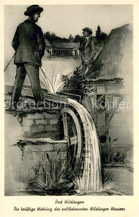 Bad Wildungen Die kraeftige Wirkung des Wildunger Wassers Wasserrad Kuenstlerkar