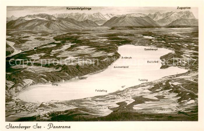 Starnberg Starnbergersee Bayern Panorama Starnberger See Karwendelgebirge Zugspi