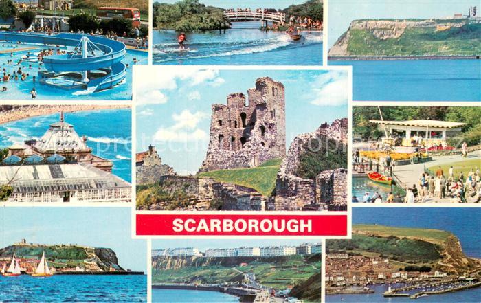 Scarborough  UK Waterscene Spa Bay The Mere Castle Ruine Peasholm Park Harbour