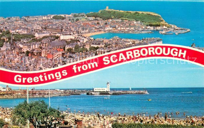Scarborough  UK South Bay Harbour Entrance and Lighthouse