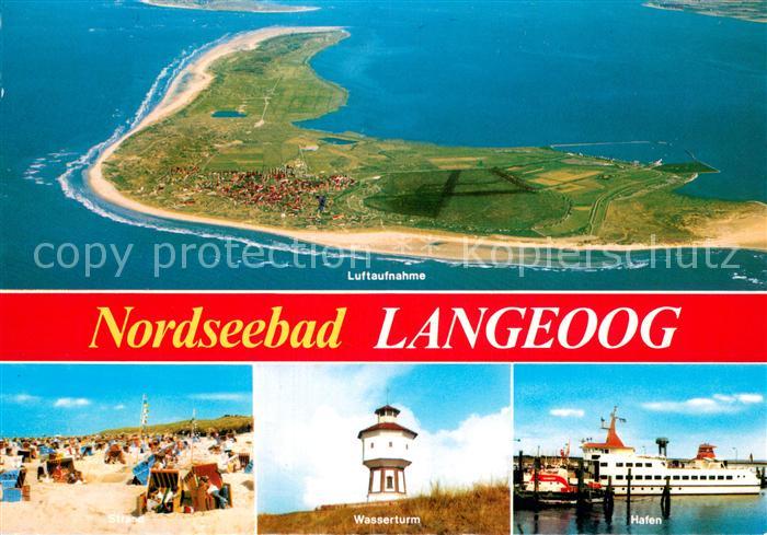 Langeoog Nordseebad Luftaufnahme Nordseeinsel Strand Wasserturm Hafen Faehre