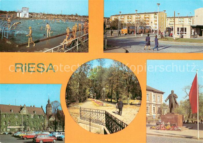 Riesa Sachsen Freibad Bushaltestelle Rathaus Stadtpark Lenin-Denkmal