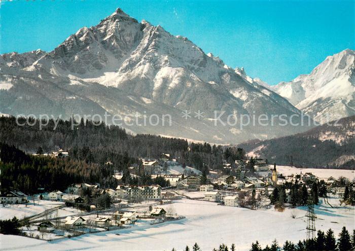 Igls Tirol Panorama Wintersportplatz mit Serles und Habicht Stubaier Alpen