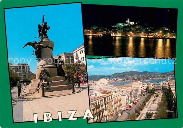Ibiza Islas Baleares Denkmal Stadtpanorama Nachtaufnahme
