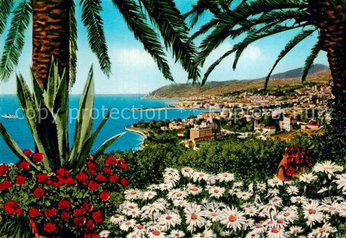 San Remo Panorama Riviera dei Fiori Blumenbeet Palmen