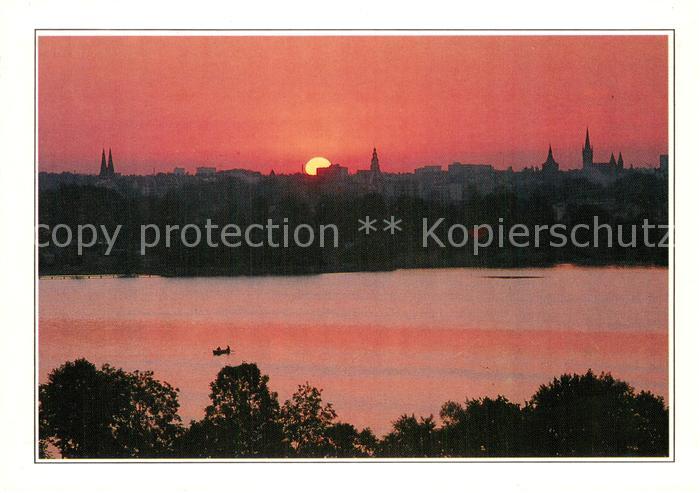 Olsztyn Allenstein Stadtpanorama bei Sonnenuntergang