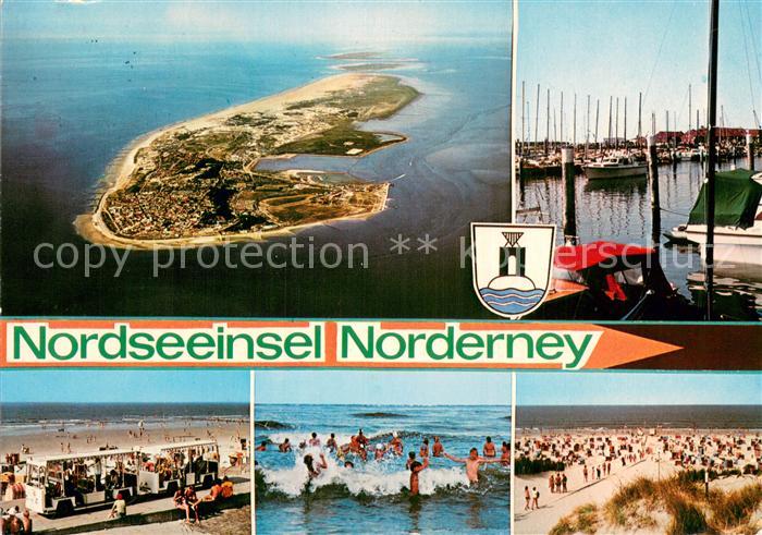 Norderney Nordseebad Nordseeinsel Luftbild Hafen Strand Touristenbahn
