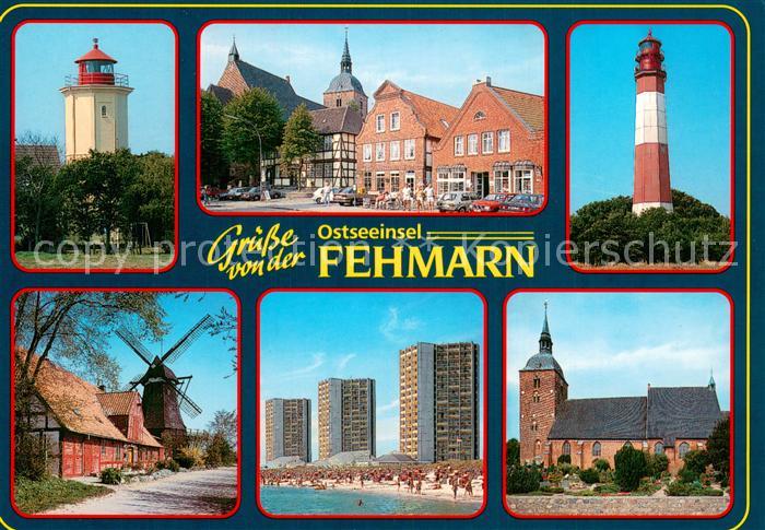 Insel Fehmarn Leuchttuerme Windmuehle Strand Hotels Kirche