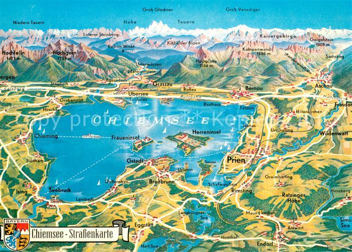 Chiemsee Bayern Strassenkarte