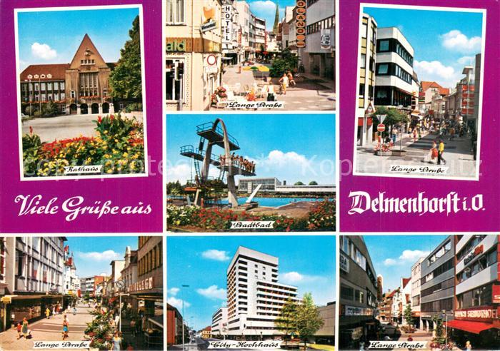 Delmenhorst Rathaus Zentrum Lange Strasse Fussgaengerzone City Hochhaus Stadtbad