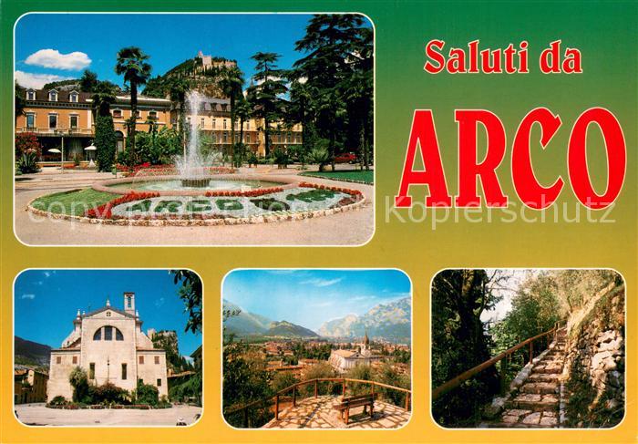 Arco  Trentino IT Springbrunnen Kirche Panorama