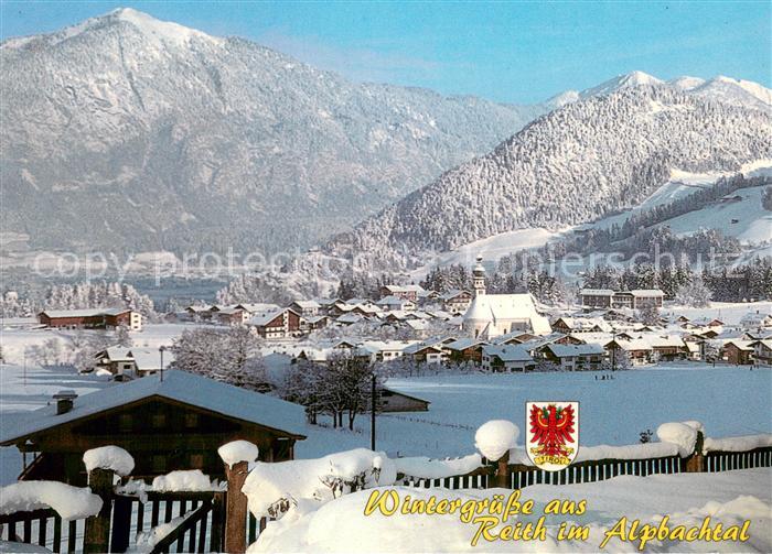 Reith Alpbachtal Winterpanorama Ortsansicht mit Kirche Alpen