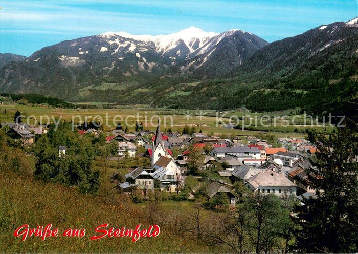 Steinfeld Kaernten AT Ortsansicht mit Kirche Oberes Drautal Alpen