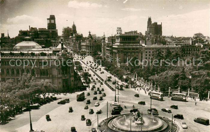 Madrid Spain Panoramica de la Plaza de la Cibeles y calle de Alcala