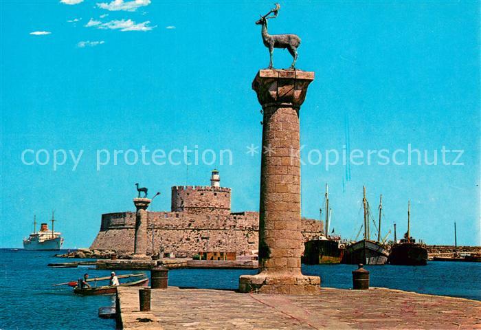 Rhodos Rhodes aegaeis Eingang zum Hafen von Mendraki