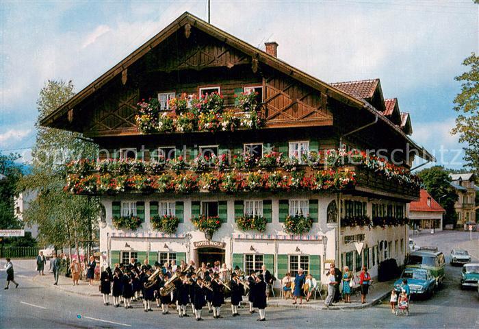OBERAMMERGAU Bayern Hotel Wolf Trachtengruppe