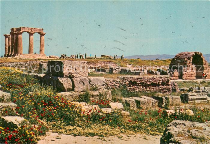Corinth Corinthe Korinth Korinthia Greece Laeden und Tempel des Apollo