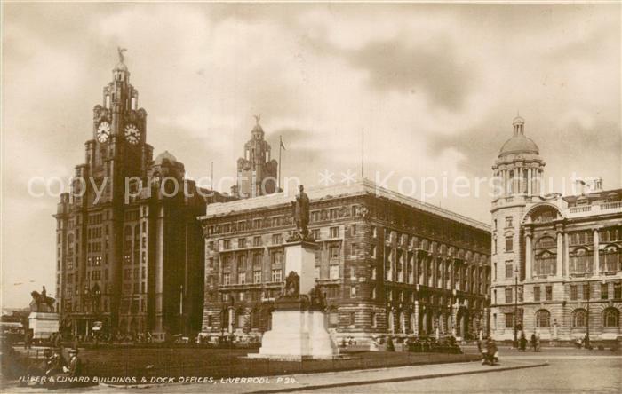 Liverpool  UK Liver & Cunard Buildings and Dock Offices Monument