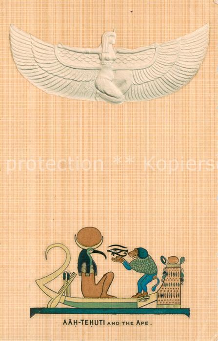 Caire Kairo AAH-Tehuti and the Ape aegyptische Mythologie Kuenstlerkarte
