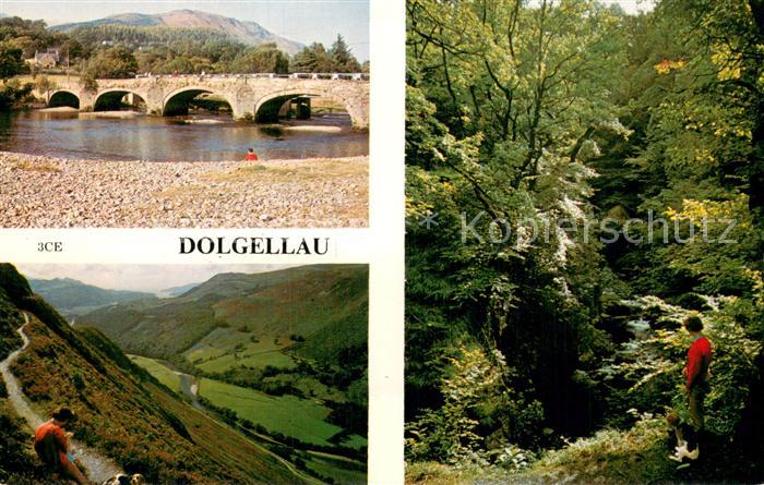 Dolgellau Wales UK Mawddach Bruecke Landschaftspanorama Waldpartie