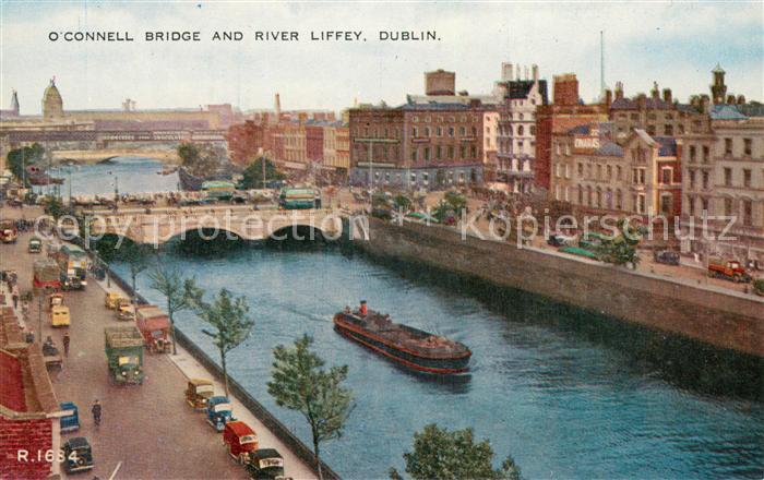 DUBLIN  Ireland O Connell Bridge and River Liffey Valentines Post Card