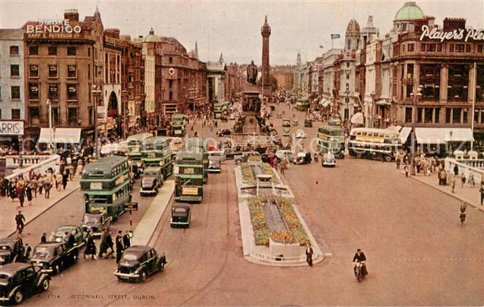 DUBLIN  Ireland O Connell Street Traffic Monument Valentines Post Card