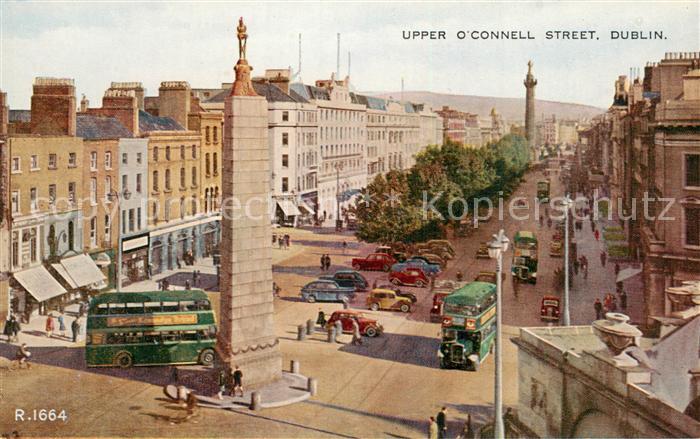 DUBLIN  Ireland Upper O Connell Street Valentines Post Card Traffic Doppeldecker