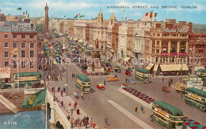 DUBLIN  Ireland O Connell Street and bridge Valentines Post Card