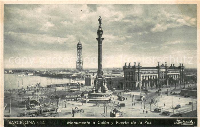 Barcelona Cataluna Monumento a Colón y Puerta de la Paz