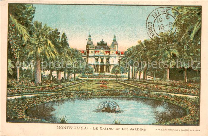 Monte-Carlo Monaco Le Casino et les jardins Liste de prix Kuenstlerkarte