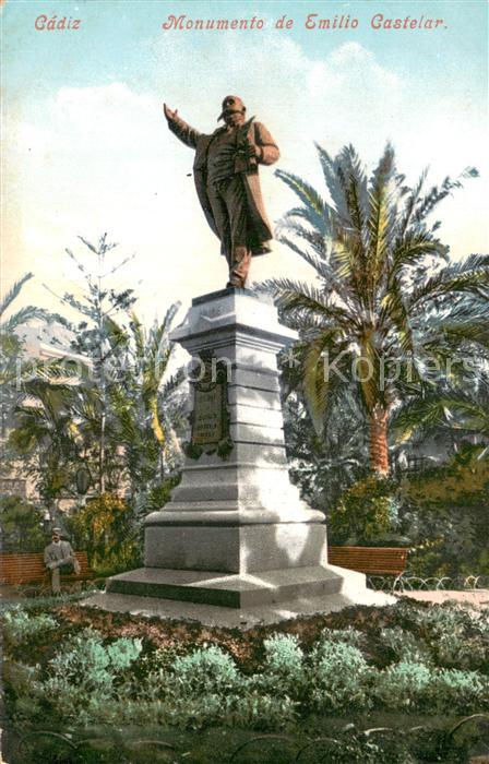 Cadiz Andalucia ES Monumento de Emilio Castelar Photochromiekarte