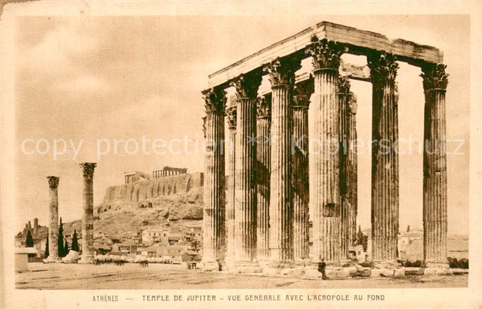 Athenes Athen Temple de Jupiter vue Generale avec l Acropole au fond