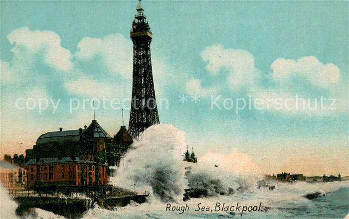 Blackpool UK Rough sea Tower